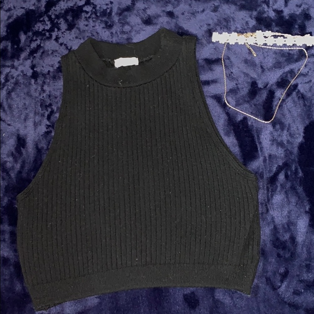 * High neck knitted crop top